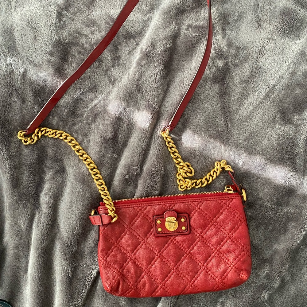 Marc Jacobs red lambskin leather crossbody